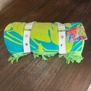 LOFT Beach Towel for Two - 84"x 72" Jumbo Size with Handle to Carry Color Green